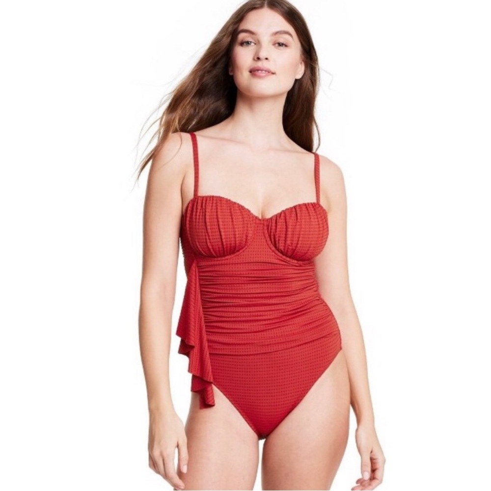 NWT Rhode for Target Embossed Dot Ruffle Medium Coverage One Piece Swimsuit L